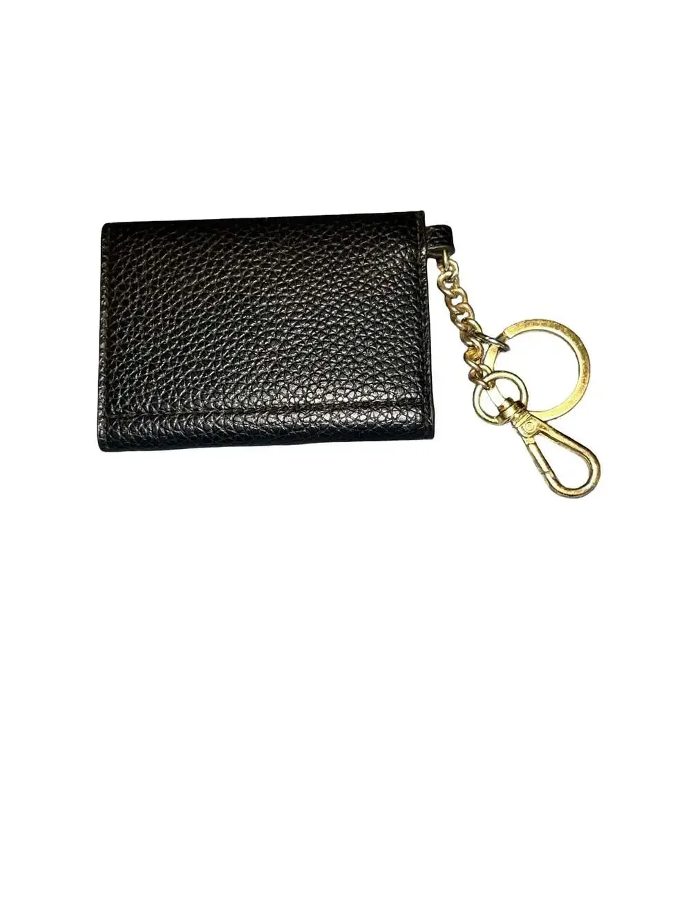 Steve Madden Black Pebbled Faux Leather Envelope Keychain Wallet